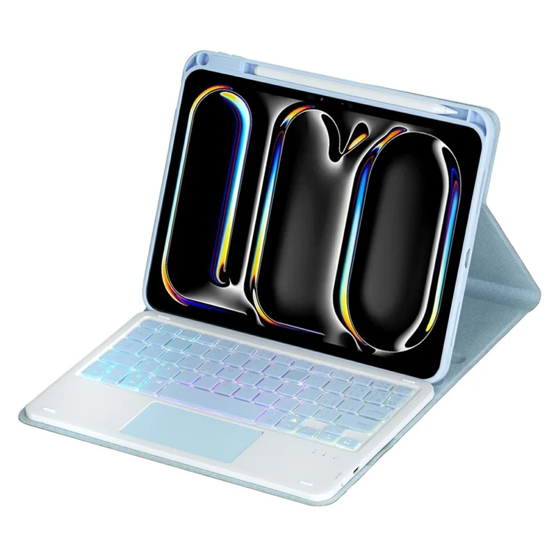 L13B-AS For iPad Pro 11 (2025)  /  (2024) Keyboard Case with Touchpad  /  Backlit Wireless Detachable Folio Keyboard Cover - Baby Blue
