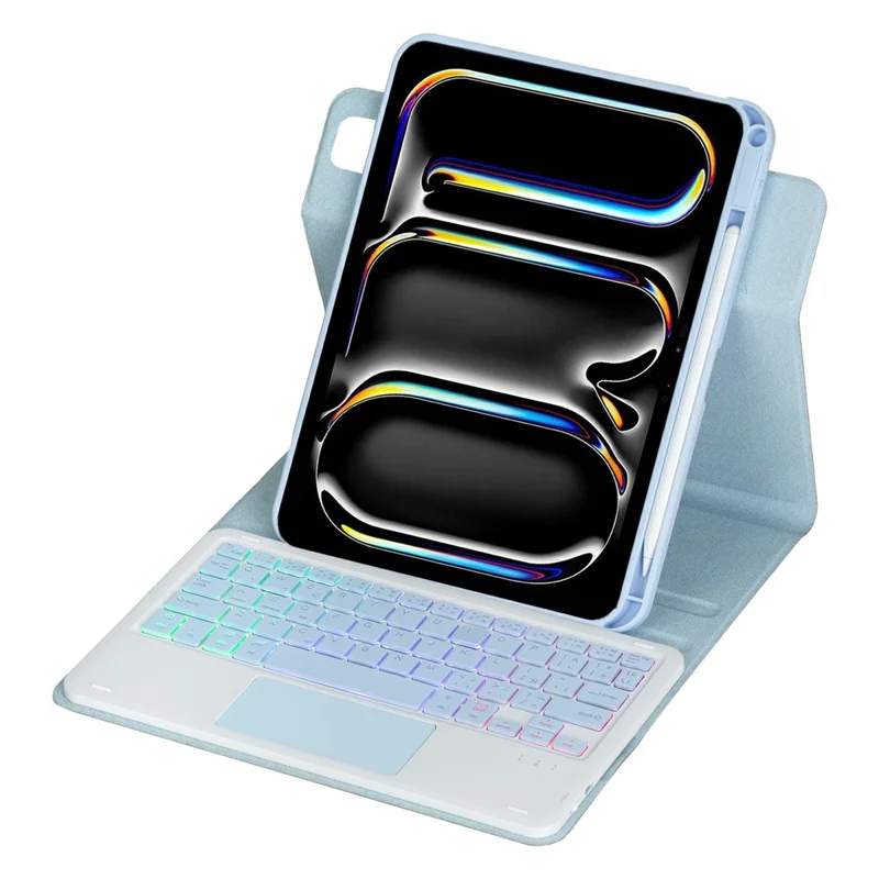 L13B-AS For iPad Pro 11 (2025)  /  (2024) Keyboard Case with Touchpad  /  Backlit Wireless Detachable Folio Keyboard Cover - Baby Blue