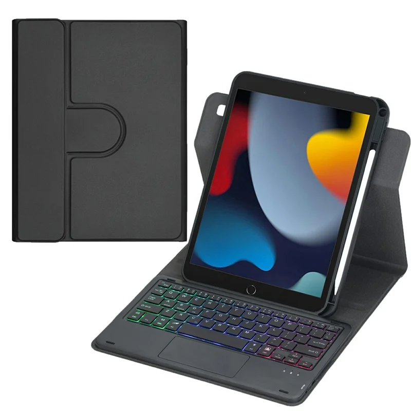L102B-AS Wireless Keyboard Case with Backlit / Touchpad for iPad 10.2 (2021) / (2020) / (2019) / iPad Air 10.5 inch (2019) / Pro 10.5-inch (2017) Rotating Protective Cover - Black