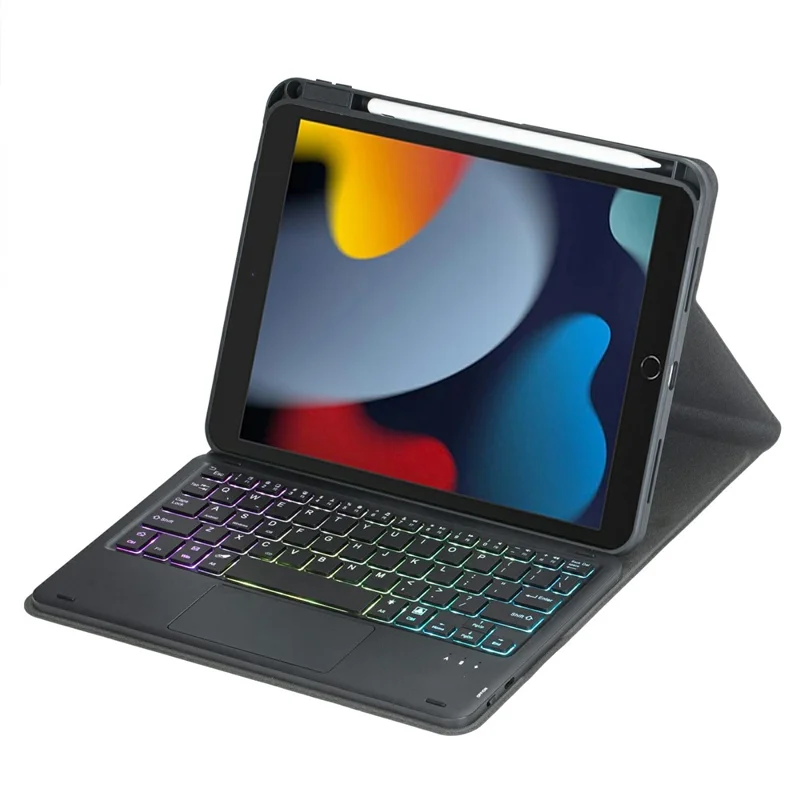 L102B-AS Wireless Keyboard Case with Backlit / Touchpad for iPad 10.2 (2021) / (2020) / (2019) / iPad Air 10.5 inch (2019) / Pro 10.5-inch (2017) Rotating Protective Cover - Black