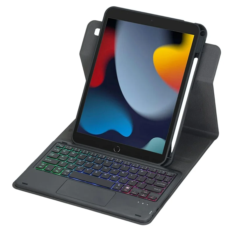 L102B-AS Wireless Keyboard Case with Backlit / Touchpad for iPad 10.2 (2021) / (2020) / (2019) / iPad Air 10.5 inch (2019) / Pro 10.5-inch (2017) Rotating Protective Cover - Black