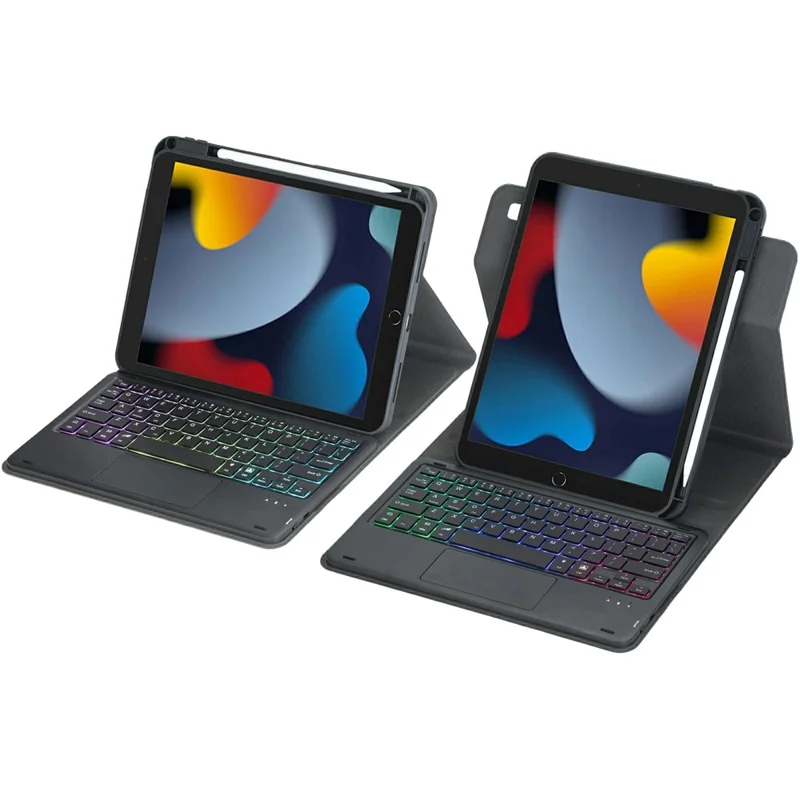 L102B-AS Wireless Keyboard Case with Backlit / Touchpad for iPad 10.2 (2021) / (2020) / (2019) / iPad Air 10.5 inch (2019) / Pro 10.5-inch (2017) Rotating Protective Cover - Black