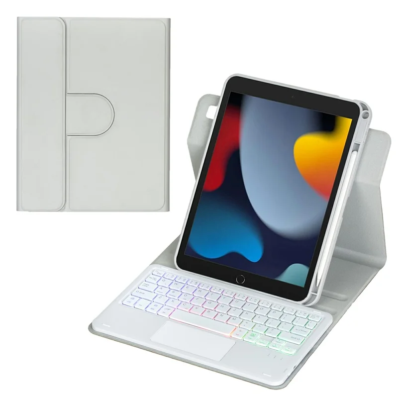 L102B-AS Wireless Keyboard Case with Backlit / Touchpad for iPad 10.2 (2021) / (2020) / (2019) / iPad Air 10.5 inch (2019) / Pro 10.5-inch (2017) Rotating Protective Cover - Grey
