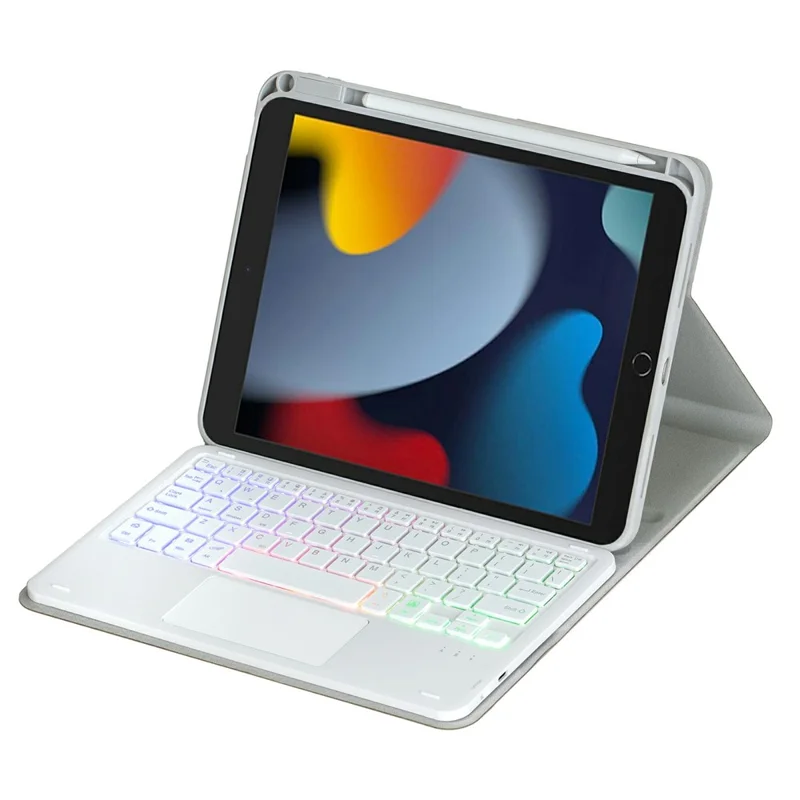 L102B-AS Wireless Keyboard Case with Backlit / Touchpad for iPad 10.2 (2021) / (2020) / (2019) / iPad Air 10.5 inch (2019) / Pro 10.5-inch (2017) Rotating Protective Cover - Grey