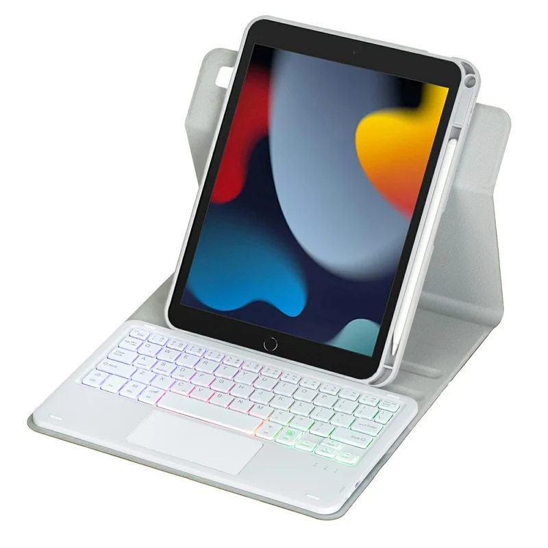 L102B-AS Wireless Keyboard Case with Backlit / Touchpad for iPad 10.2 (2021) / (2020) / (2019) / iPad Air 10.5 inch (2019) / Pro 10.5-inch (2017) Rotating Protective Cover - Grey