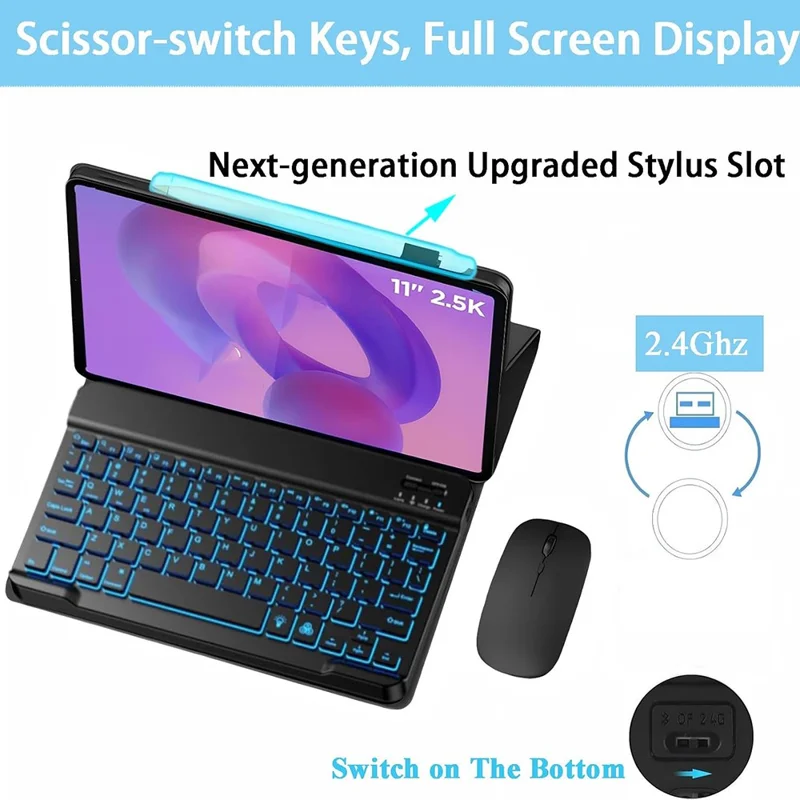 Bluetooth-compatible Keyboard for Lenovo Idea Tab / M11 / K11 (TB336FU / TB330FU) Detachable Keyboard Case with Mouse