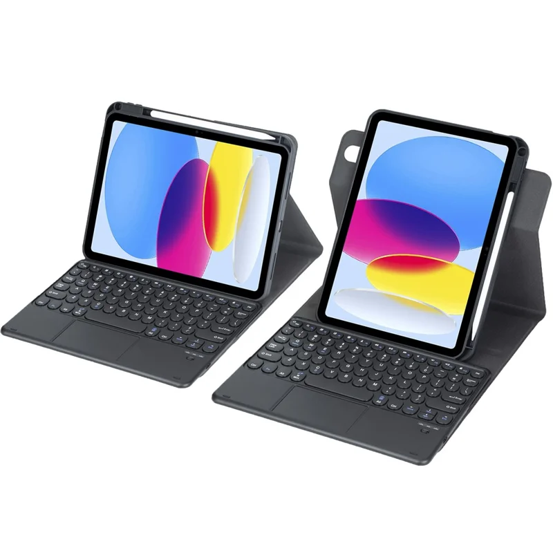 YL10B-A For iPad (2025)  /  iPad 10.9 (2022) 360 Degree Rotating Clear Acrylic Case Bluetooth-compatible Keyboard Cover with Touchpad - Black