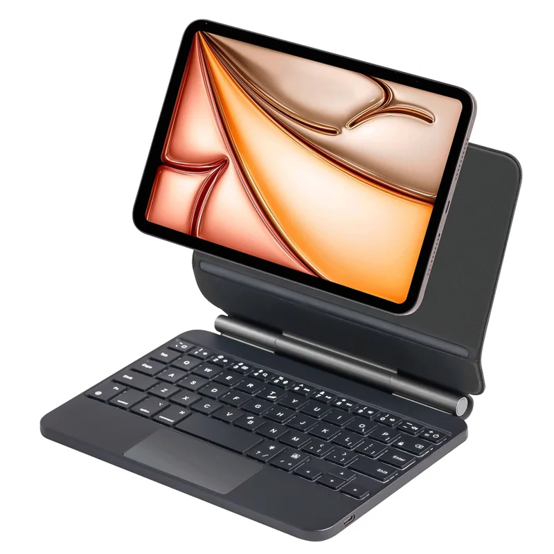P06 For iPad mini (2024) / (2021) Bluetooth-compatible Wireless Keyboard Stand Case with Backlit - Black