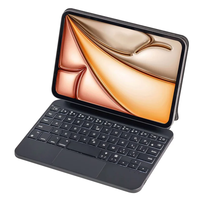 P06 For iPad mini (2024) / (2021) Bluetooth-compatible Wireless Keyboard Stand Case with Backlit - Black