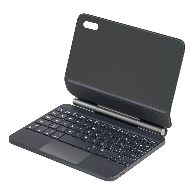P06 For iPad mini (2024) / (2021) Bluetooth-compatible Wireless Keyboard Stand Case with Backlit - Black