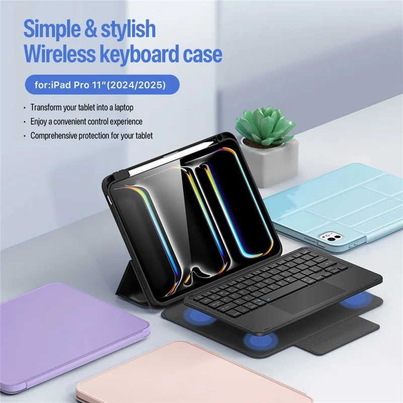 DUX DUCIS YK Series For iPad Pro 11 (2025) / (2024) Wireless Keyboard with Trackpad Detachable Bluetooth-compatible Keyboard Case - Black
