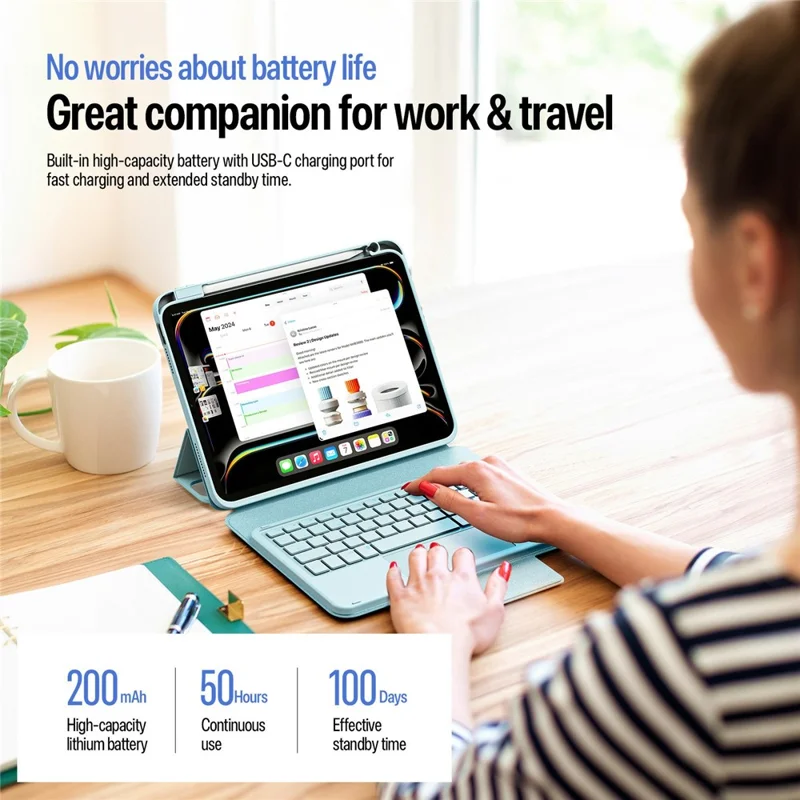 DUX DUCIS YK Series For iPad Pro 11 (2025) / (2024) Wireless Keyboard with Trackpad Detachable Bluetooth-compatible Keyboard Case - Blue