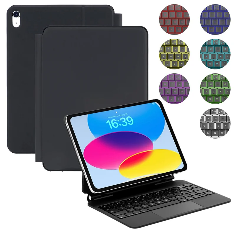 Y8 For iPad (2025) / iPad 10.9 (2022) Magnetic Floating Keyboard Case Detachable Bluetooth-compatible Keyboard with Trackpad and 7-Color Backlit - Black
