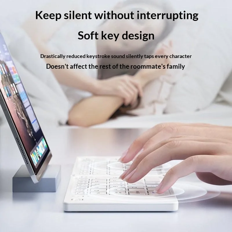 HB-028 Foldable Keyboard Mouse Set with Phone Stand Dual-Mode Mouse and Bluetooth-compatible Keyboard  for Tablet Phone - Black