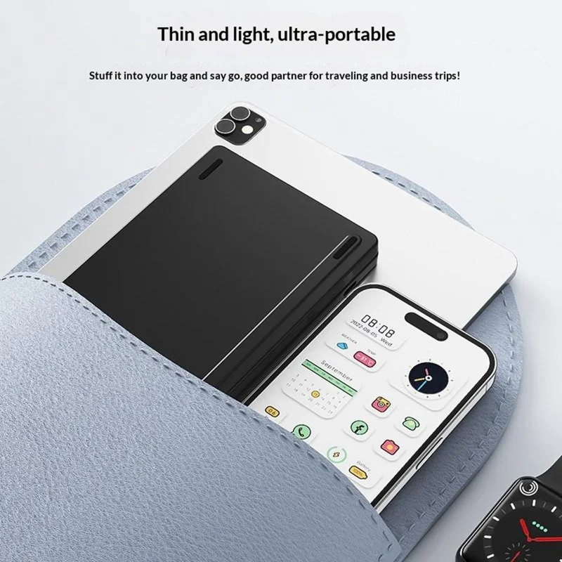 HB-028 Foldable Keyboard Mouse Set with Phone Stand Dual-Mode Mouse and Bluetooth-compatible Keyboard  for Tablet Phone - Black