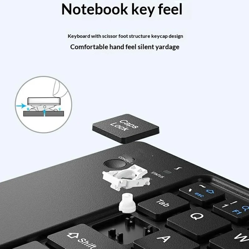 HB-028 Foldable Keyboard Mouse Set with Phone Stand Dual-Mode Mouse and Bluetooth-compatible Keyboard  for Tablet Phone - Black