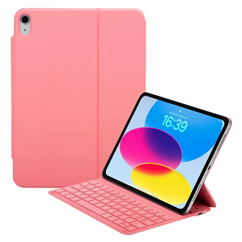 Teclado Bluetooth compatible con PU Leather Stand Cover para iPad (2025) / iPad 10.9 con soporte para lápiz - Rojo Sandía