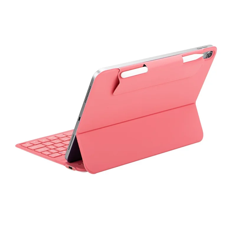 Teclado Bluetooth compatible con PU Leather Stand Cover para iPad (2025) / iPad 10.9 con soporte para lápiz - Rojo Sandía