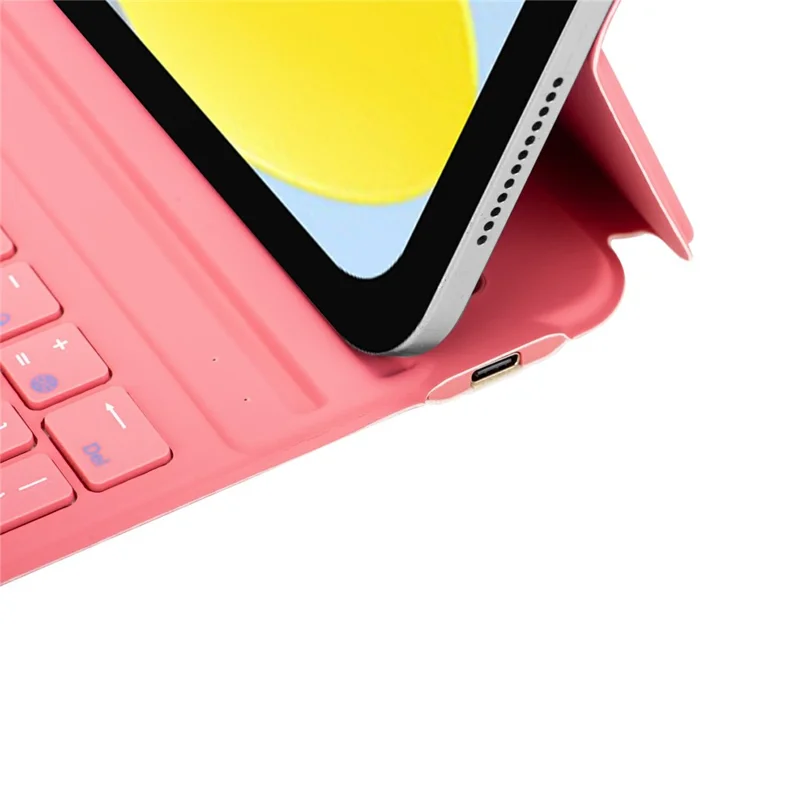 Teclado Bluetooth compatible con PU Leather Stand Cover para iPad (2025) / iPad 10.9 con soporte para lápiz - Rojo Sandía