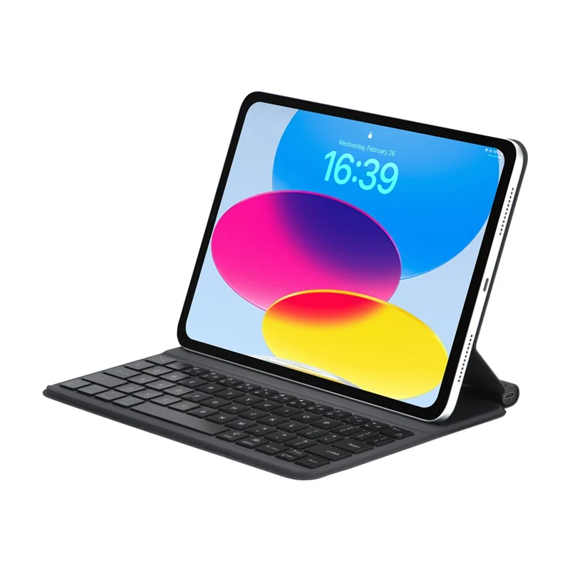 2038 For iPad (2025) / iPad 10.9 (2022) Keyboard Case with Smart Connector Detachable Keyboard Protective Cover with Backlit - Black
