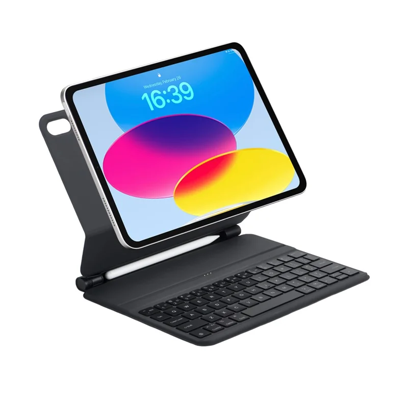 2038 For iPad (2025) / iPad 10.9 (2022) Keyboard Case with Smart Connector Detachable Keyboard Protective Cover with Backlit - Black