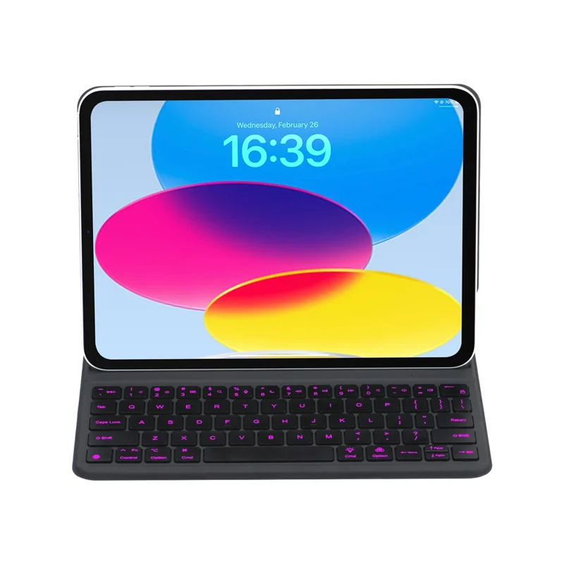 2038 For iPad (2025) / iPad 10.9 (2022) Keyboard Case with Smart Connector Detachable Keyboard Protective Cover with Backlit - Black