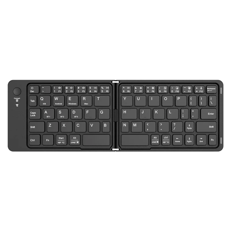 K143 Dual Folding Bluetooth-compatible Keyboard 67 Keys Wireless Portable Keyboard for iOS Android Windows Mac - Black