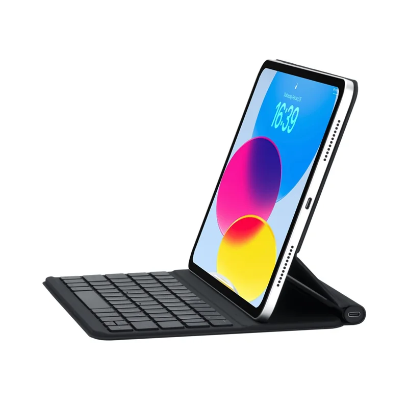 For iPad (2025) / iPad 10.9 (2022) Direct Connection Keyboard + Magnetic Leather Tablet Case - Black
