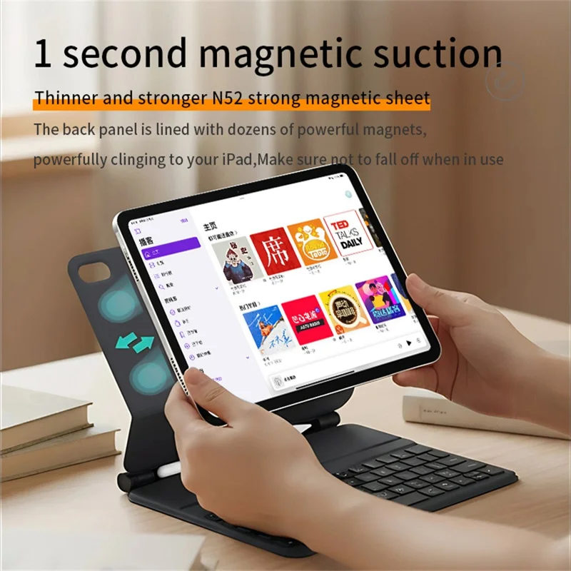 For iPad (2025) / iPad 10.9 (2022) Direct Connection Keyboard + Magnetic Leather Tablet Case - Black