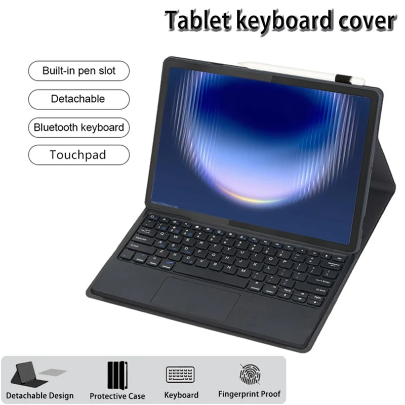 AH36-A para Huawei MatePad Pro Max 13.2 2026 Teclado desmontable compatible con Bluetooth con panel táctil + Funda de cuero - Negro