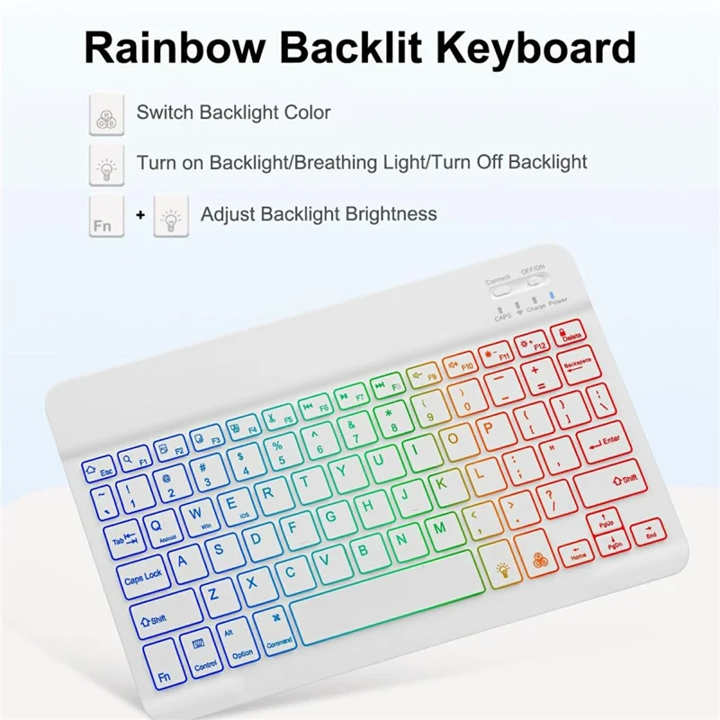 For Samsung Galaxy Tab A9+ / A11+ 7-Color Backlit Bluetooth-compatible Keyboard Case with Mouse Combo - Pink