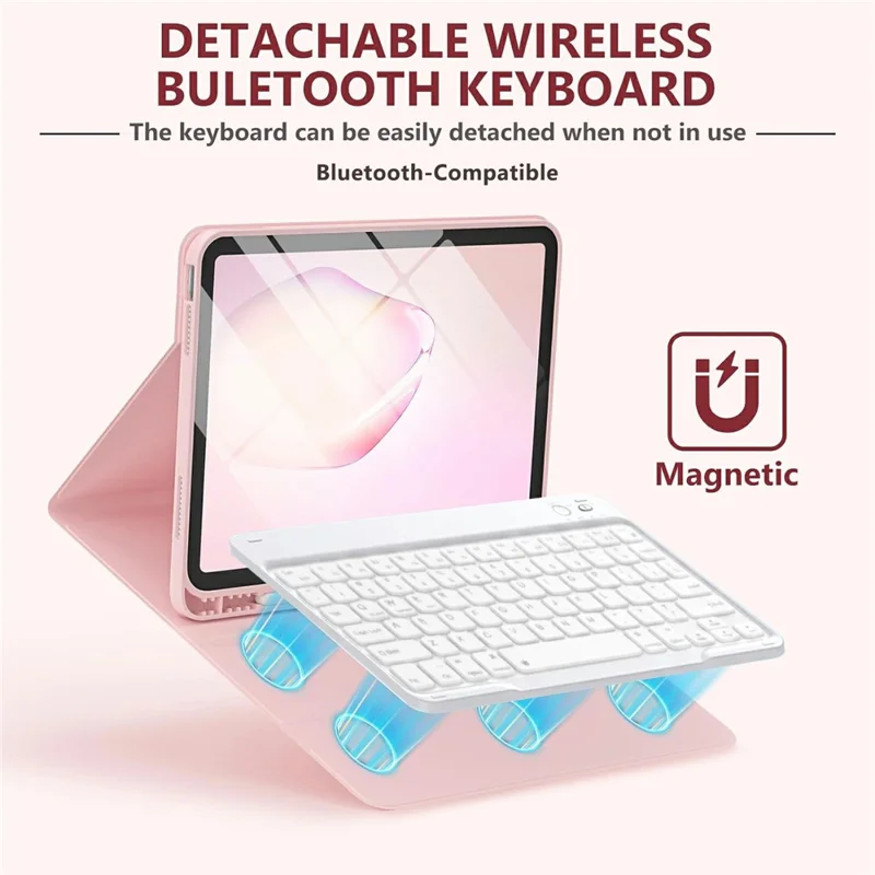 For iPad (2025) / iPad 10.9 (2022) Magnetic Detachable Bluetooth-compatible Keyboard Case - Pink