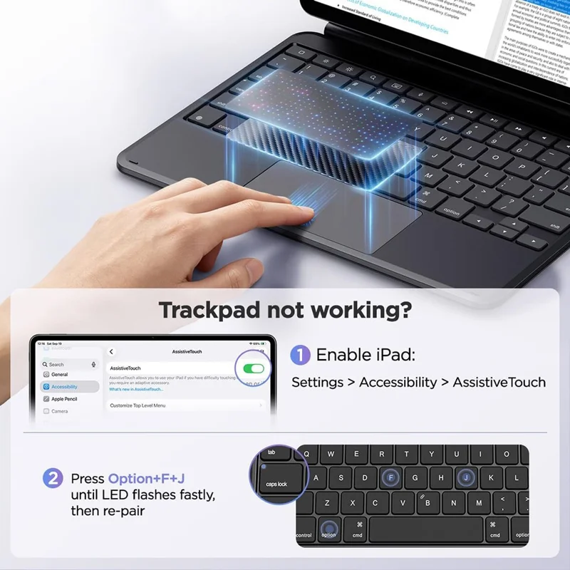 MK021 For iPad (2025)  /  iPad 10.9 (2022) Magnetic Floating Bluetooth-compatible 5.4 Keyboard Case with Touchpad - Black