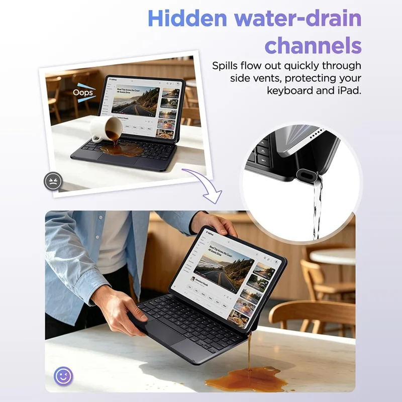 MK021 For iPad (2025)  /  iPad 10.9 (2022) Magnetic Floating Bluetooth-compatible 5.4 Keyboard Case with Touchpad - Black