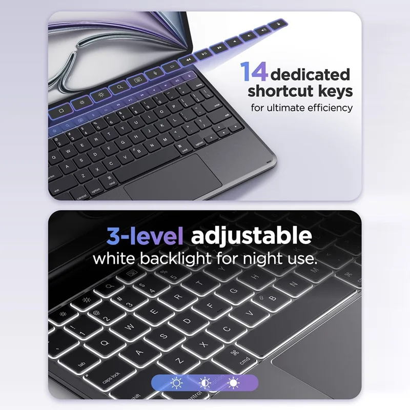 MK021 For iPad (2025)  /  iPad 10.9 (2022) Magnetic Floating Bluetooth-compatible 5.4 Keyboard Case with Touchpad - Black