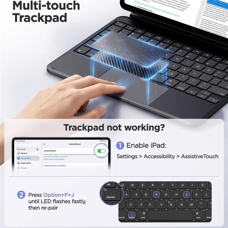 MK021 For iPad Pro 13 (2025)  /  (2024) Magnetic Floating Bluetooth-compatible 5.4 Keyboard Case with Touchpad - Black