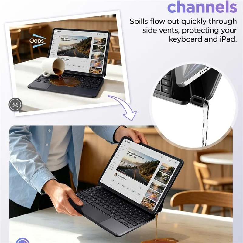 MK021 For iPad Pro 13 (2025)  /  (2024) Magnetic Floating Bluetooth-compatible 5.4 Keyboard Case with Touchpad - Black