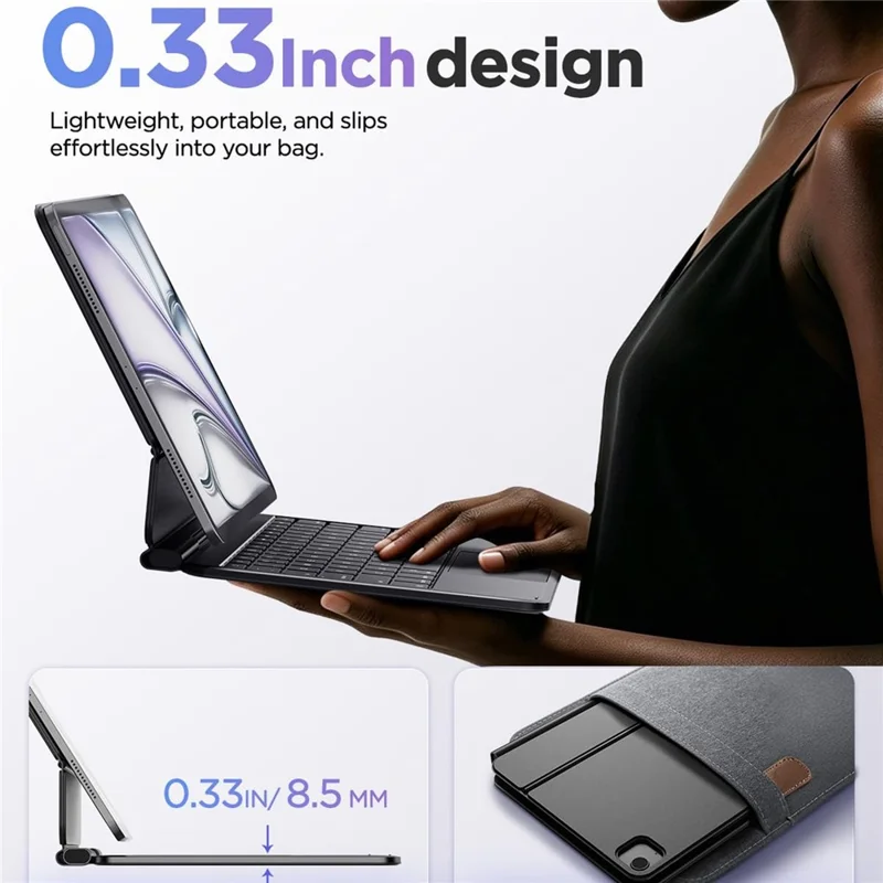 MK021 For iPad Pro 13 (2025)  /  (2024) Magnetic Floating Bluetooth-compatible 5.4 Keyboard Case with Touchpad - Black