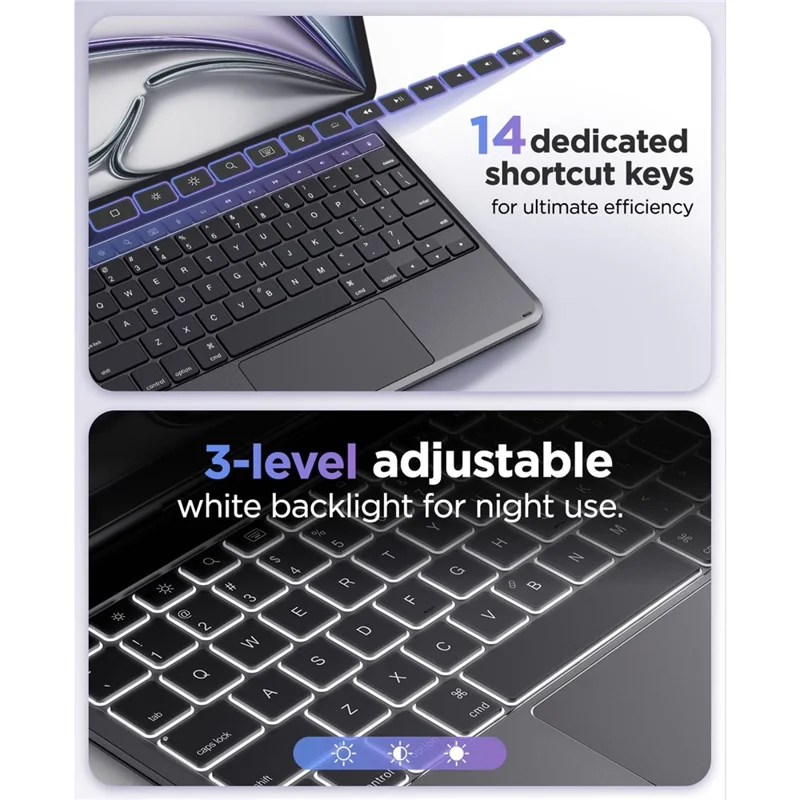 MK021 For iPad Pro 13 (2025)  /  (2024) Magnetic Floating Bluetooth-compatible 5.4 Keyboard Case with Touchpad - Black