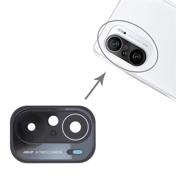 Back Camera Lens Holder Cover with Glass Part (without Logo) for Xiaomi Poco F3 (48MP) M2012K11AG - Black