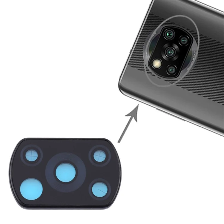 Cubierta del soporte de la lente de la cámara trasera con parte de vidrio (sin logotipo) para Xiaomi Poco X3 / X3 NFC / X3 Pro