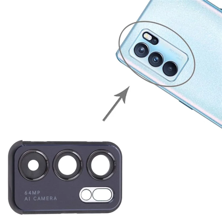 For Oppo Reno6 Pro 5G PEPM00, CPH2249 OEM Back Camera Lens Holder Cover with Glass Part (without Logo) - Black