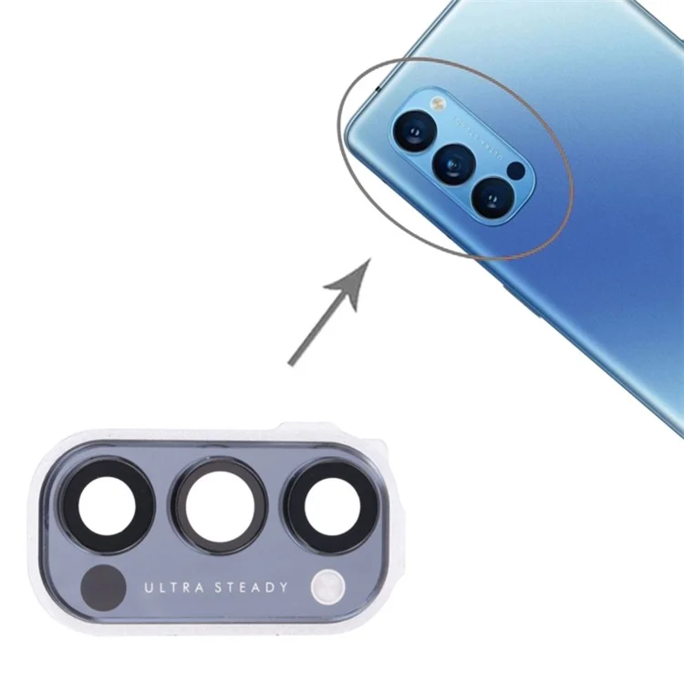 Para Oppo Reno4 Pro 5G PDNM00, PDNT00, CPH2089 OEM Back Camera Lens Holder Cover com Peça de Vidro (sem Logotipo) - Preto