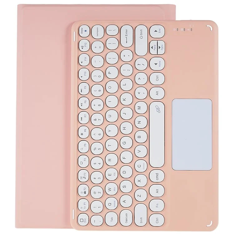 For Xiaomi Pad 5/5 Pro PU Leather Stand Case Tablet Cover + Round Cap Wireless Bluetooth-compatible Keyboard with Touchpad - Pink