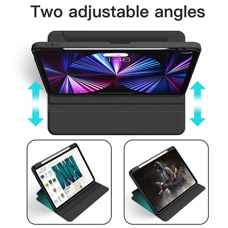 Per iPad 10.2 (2019)/(2020)/(2021) Rotazione a 360 gradi Set di guscio in pelle PU Bluetooth 3.0 Keyboard + Pannello posteriore trasparente + Mouse a doppia modalità - Nero