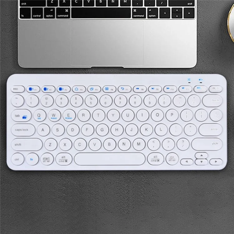 K380 Bluetooth 5.0 Wireless 78 Teclas Teclas De Teclado Bajo Ruido Portátil Capazón Redondo Teclado - Blanco