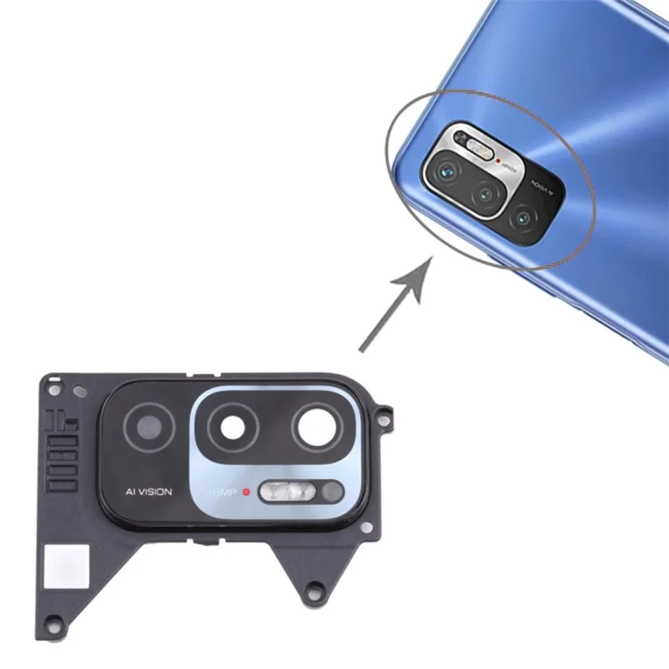 Per Xiaomi Redmi Note 10 5G/Redmi Note 10T 5G M2103K19G OEM Back Camera Lens Holder Cover con vetro Parte (senza logo)