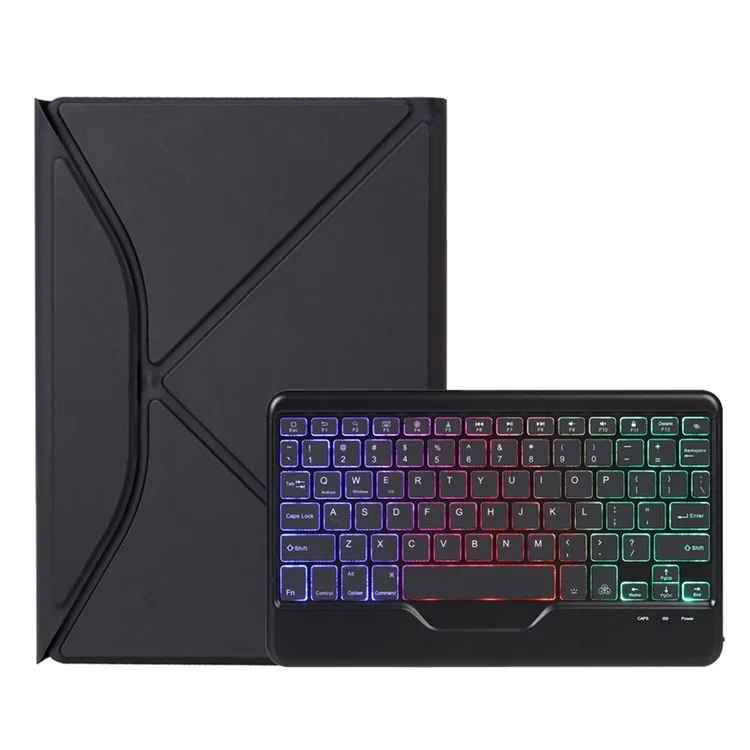 Z102BS Para Ipad 10.2 (2021)/(2019)/(2020) Case de Teclado Bluetooth Desmontable Con Una Tragamonedas de Lápiz de Tableta de Choque Retroiluminada de 3 Colores Slot de Lápiz Incorporado - Negro
