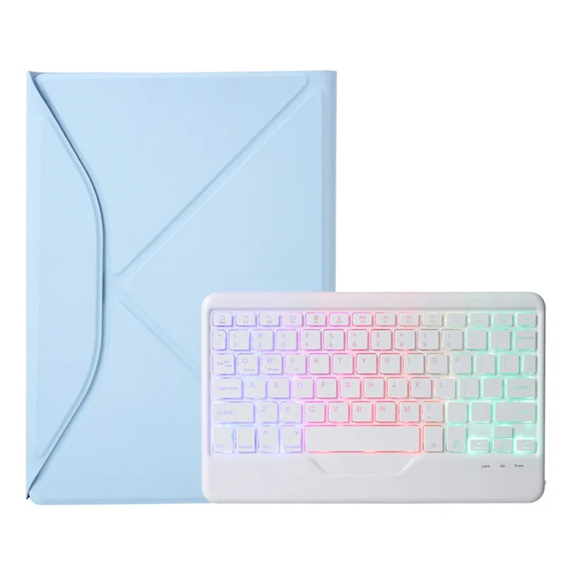 Z102BS For iPad 10.2 (2021)/(2019)/(2020) Detachable Bluetooth-compatible Keyboard Case with 3-Color Backlit Shockproof Tablet Protector Built-in Pencil Slot - Sky Blue