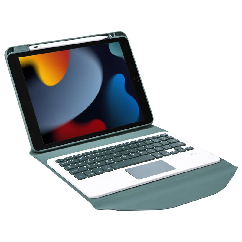 Z102B-A For iPad 10.2 (2021) / (2019) / (2020) Wireless BT Keyboard Case with Touchpad Scratch-Proof Cover Tablet Case - Midnight Green